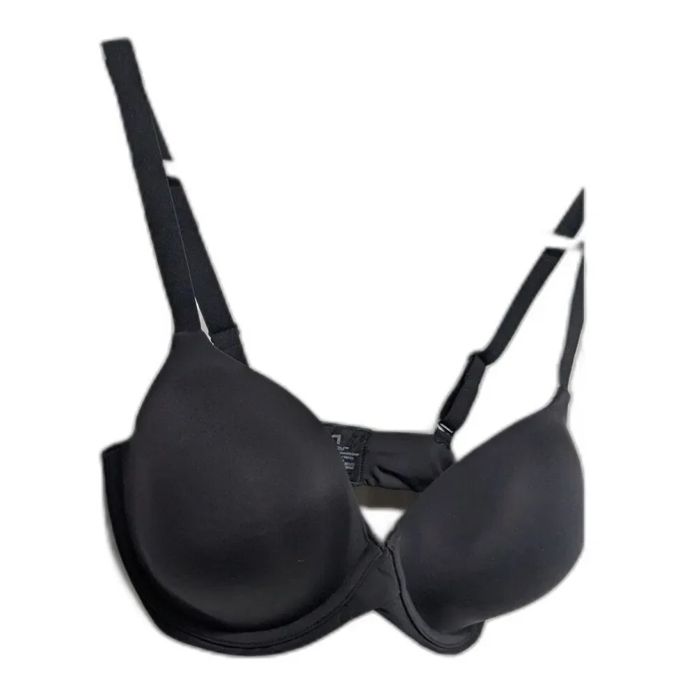 Maidenform 34D Bra Wired Light Padding J-hooks Cross back Black